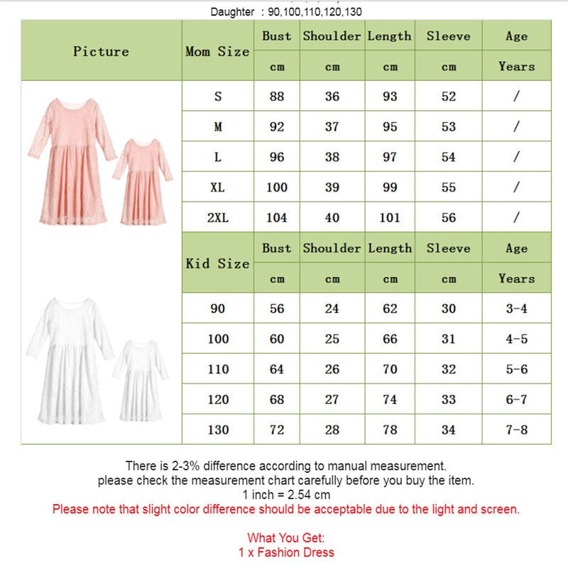 Mommy and Me-Family Matching Mother Daughter Lace Floral Long Dresses