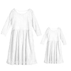 Mommy and Me-Family Matching Mother Daughter Lace Floral Long Dresses