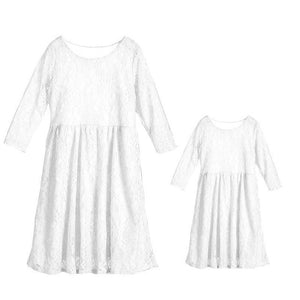 Mommy and Me-Family Matching Mother Daughter Lace Floral Long Dresses