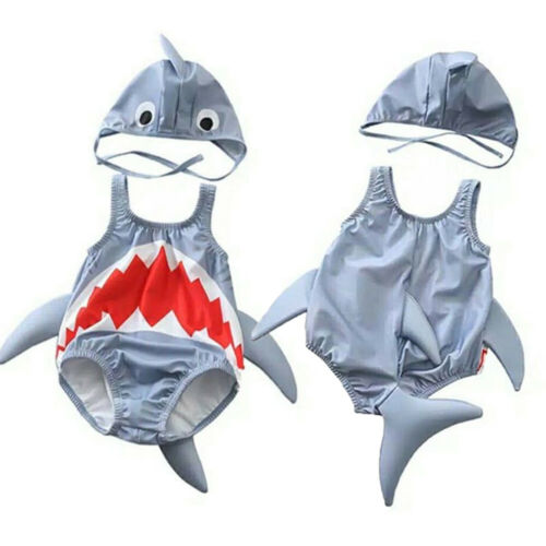 Girl Boy Swimsuits Bikini Cartoon 3D Shark Swimwear Bathing