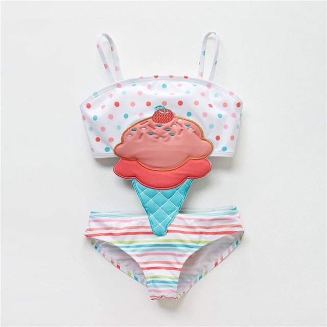 2019 Girls Cute Swimwear  Bikini Ruffles One Pieces Swimwear 12M-8T