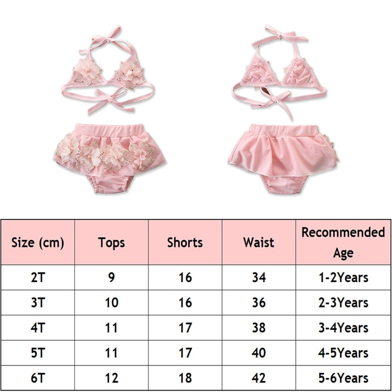 Summer Infant Baby Girl Floral Bandage Tankini  Swimsuit Bikini Beachwear