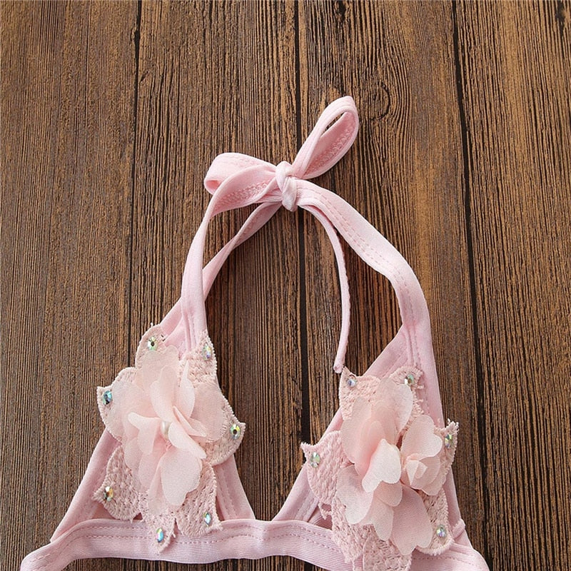 Summer Infant Baby Girl Floral Bandage Tankini  Swimsuit Bikini Beachwear