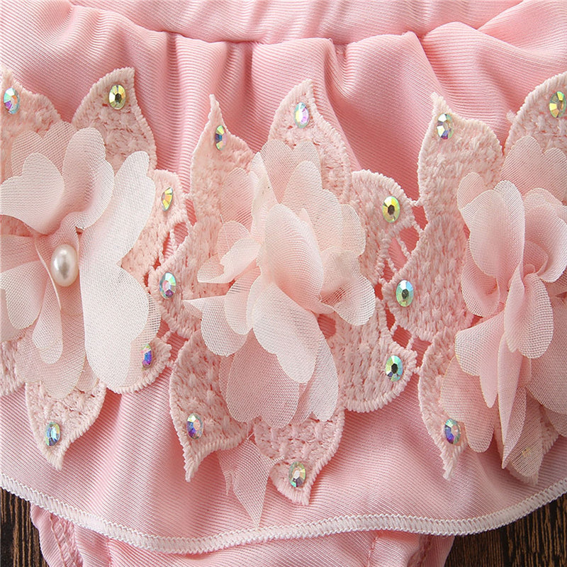 Summer Infant Baby Girl Floral Bandage Tankini  Swimsuit Bikini Beachwear
