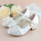 Girls Heeled Leather Shoes Party Dance Princess Shoes