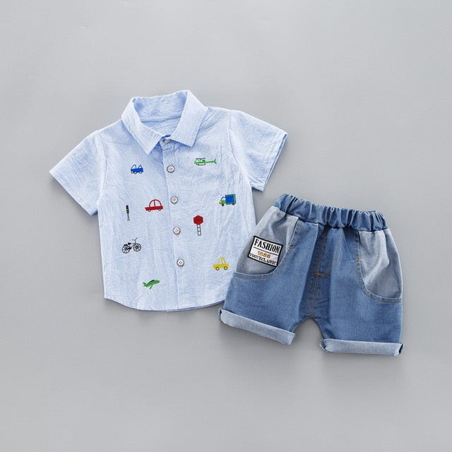 Toddler Boys Shirt +Jeans Cotton Outfit For 1-4T