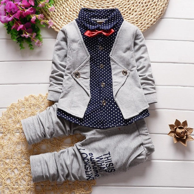 Baby Gentleman Wedding Party Birthday Tops+Pants Outfits Costume 1-3T