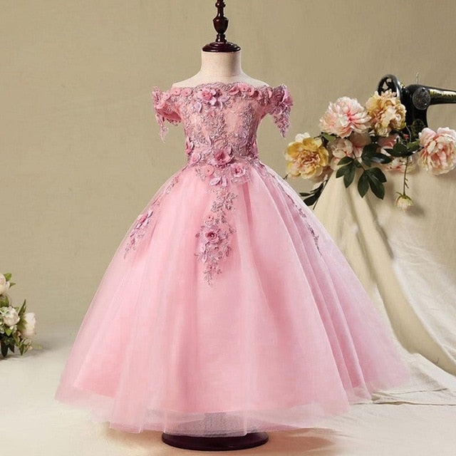 Kid Girls Tulle princess Dress Gorgeous Ball Gown Wedding Party Costume For 1-12Y