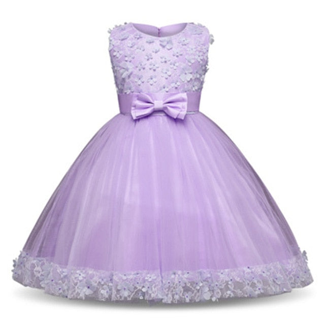 Kids Lace Long Dress Girls Birthday Wedding Party Pageant  Princess Dresses 4-8T
