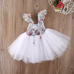 Kids Girls Cute Floral Fly Sleeve Dress Party Gown Formal Dresses Backless Sundress