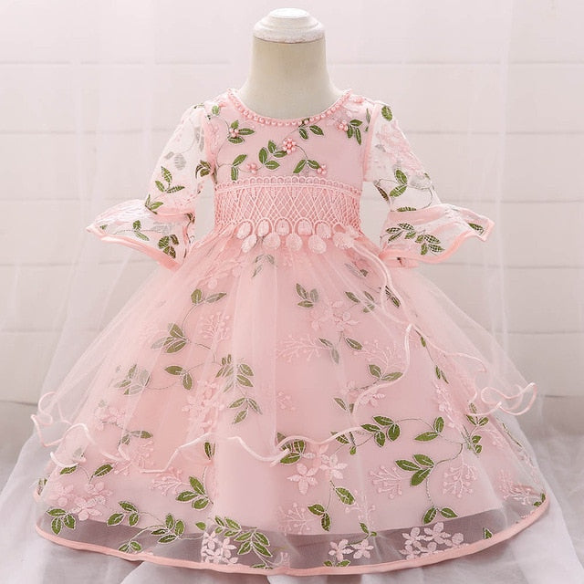 Baby Girl Embroidery Half Sleeve Dress 1st Birthday Dresses