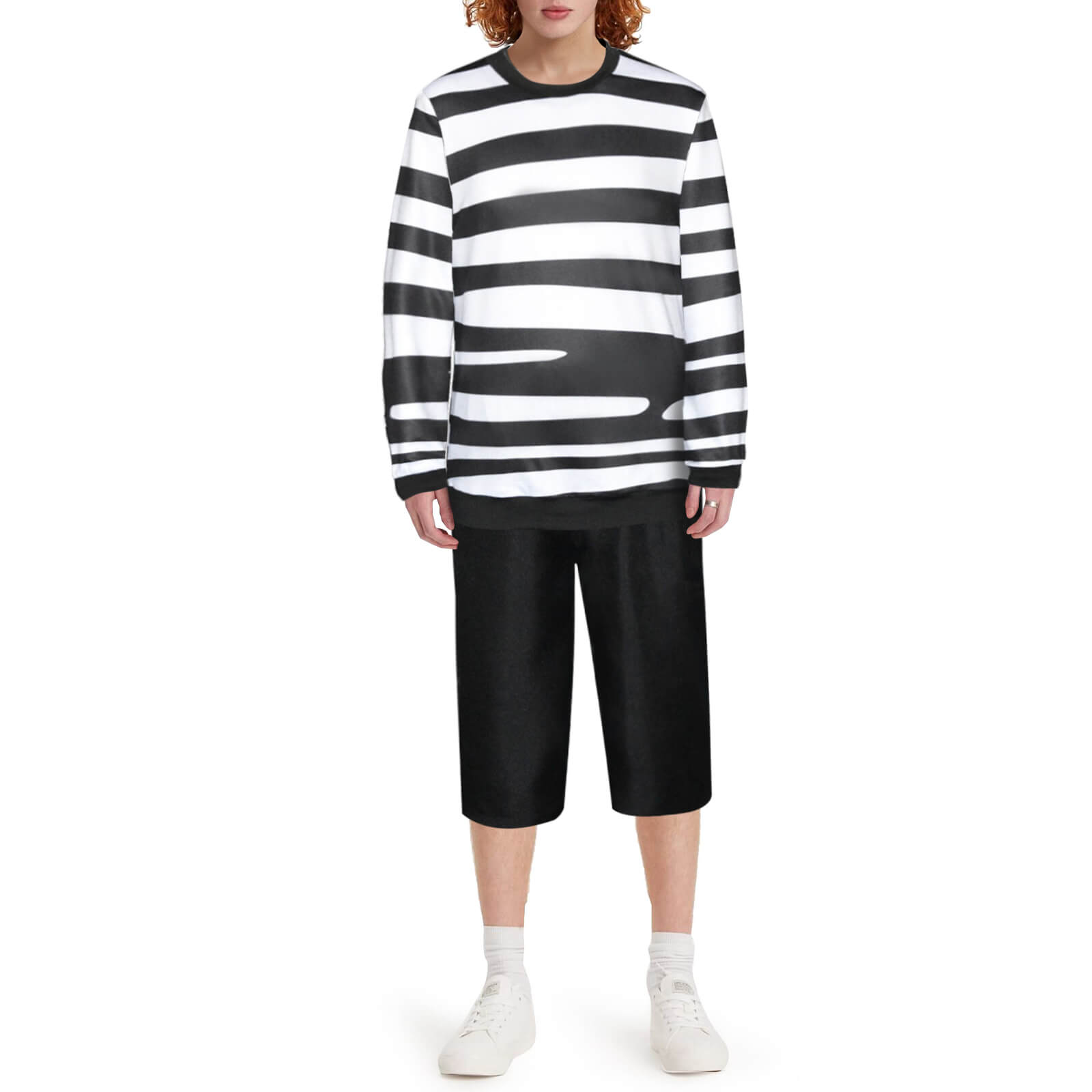 Pugsley Addams Costume Wednesday Pugsley Cosplay Outfit Long Sleeve Shirt and Cropped Trousers for Boys Adult