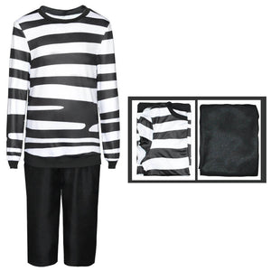 Pugsley Addams Costume Wednesday Pugsley Cosplay Outfit Long Sleeve Shirt and Cropped Trousers for Boys Adult