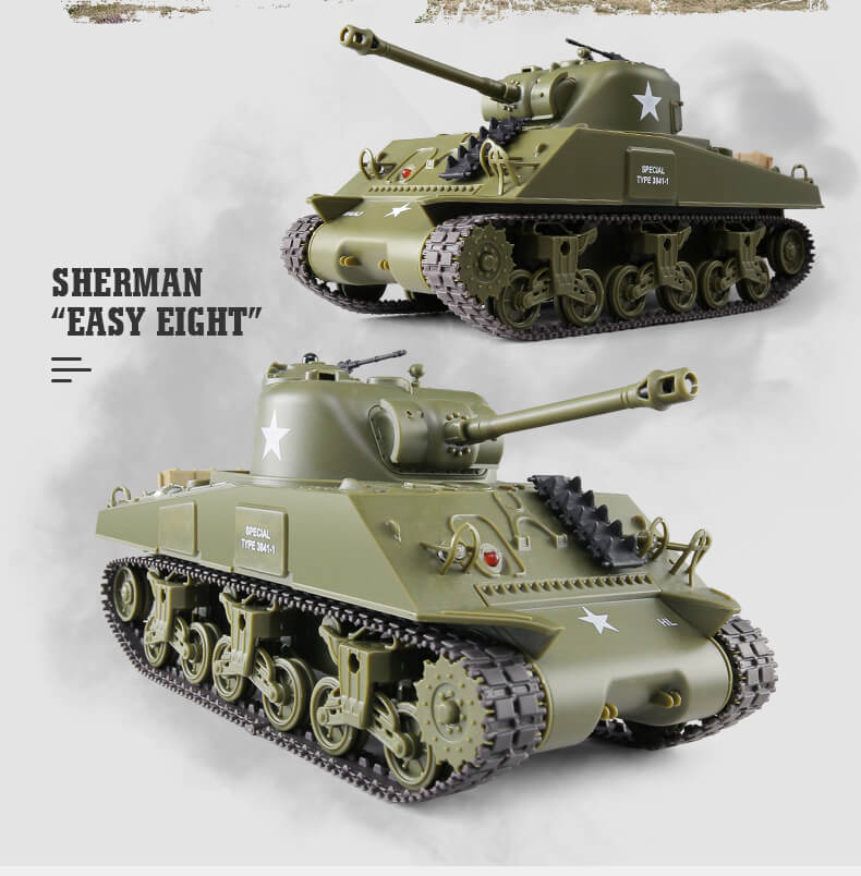 RC Battle Tanks Sherman M4A3 US Medium Tank IR Battle Panzer with Sound & Light
