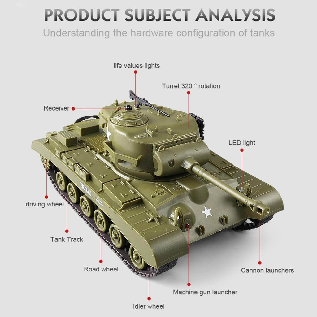 RC Battle Tanks Sherman M4A3 US Medium Tank IR Battle Panzer with Sound & Light