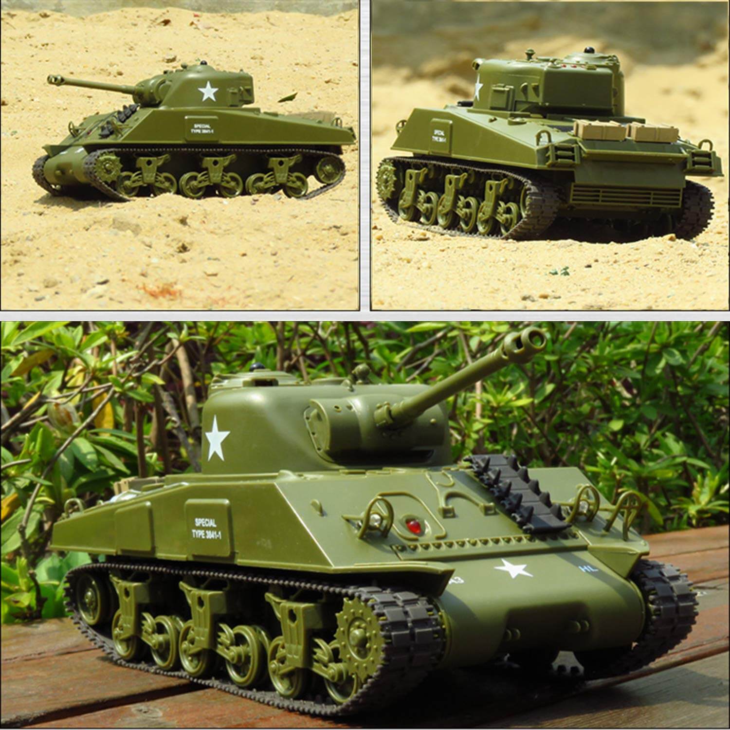 RC Battle Tanks Sherman M4A3 US Medium Tank IR Battle Panzer with Sound & Light