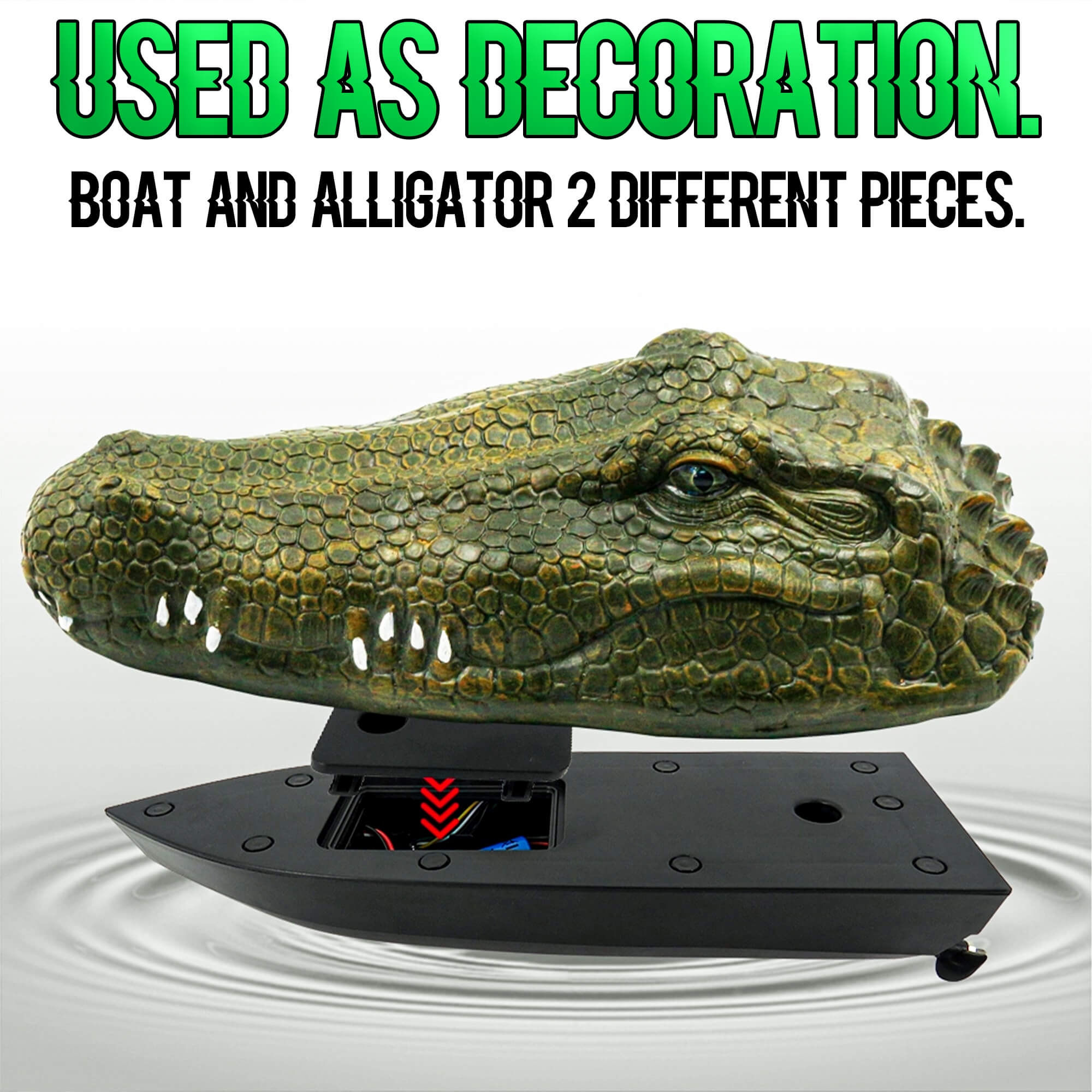RC Boat with Alligator Head 2.4GHz Scary Funny Crocodile Remote Control Boat Prank Toy for Children