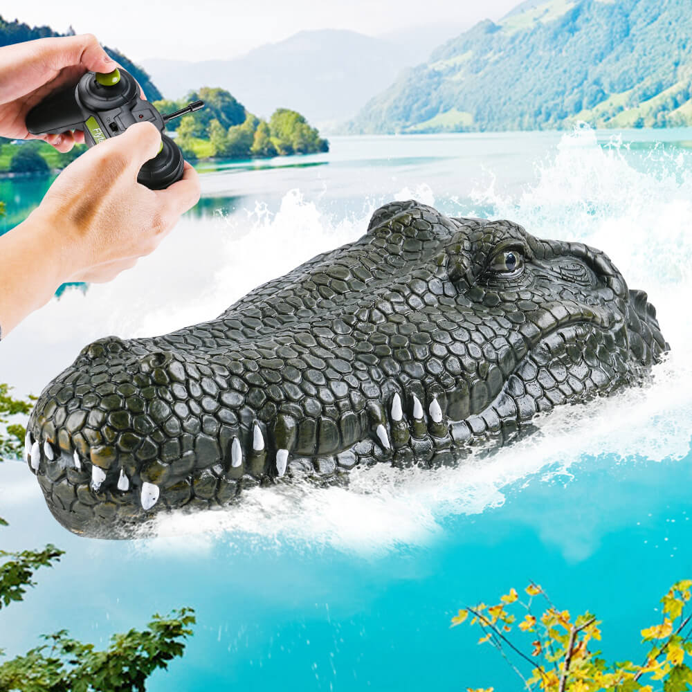 RC Boat with Alligator Head 2.4GHz Scary Funny Crocodile Remote Control Boat Prank Toy for Children