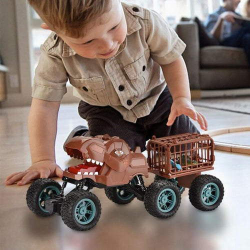 6WD RC Dinosaur Car Remote Control Carrier Truck Dinosaur Toy with Small Dinos for Children Kids Gift
