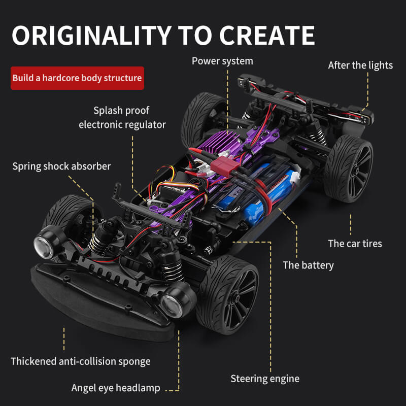 Drift RC Cars 4WD Retro Remote Control Racing Trucks 1/16 Muscle Drag Car with Fantastic Headlights