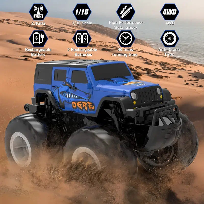 Amphibious RC Car 1/16 Remote Control Off-Road Waterproof Vehicle RC Monster Truck