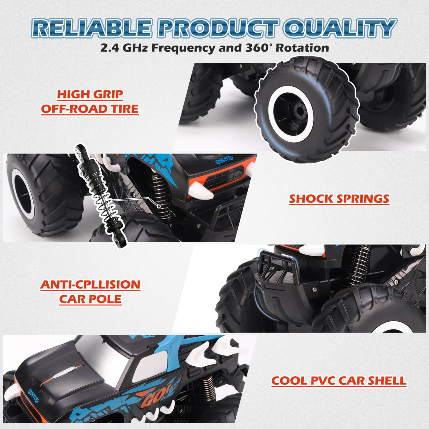 Amphibious RC Car 1/16 Remote Control Off-Road Waterproof Vehicle RC Monster Truck