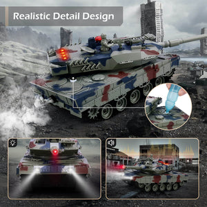 RC Tank with Smoke Effect Remote Control Battle Mist Spray Tank Toy with Life Indicators for Kids
