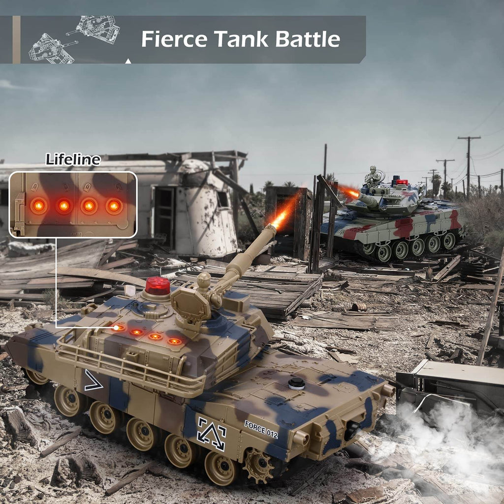 RC Tank with Smoke Effect Remote Control Battle Mist Spray Tank Toy with Life Indicators for Kids