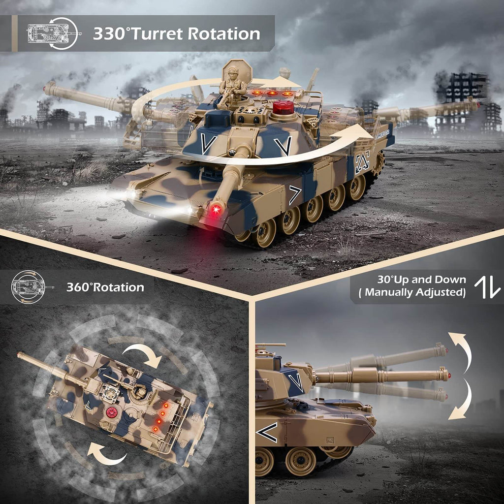RC Tank with Smoke Effect Remote Control Battle Mist Spray Tank Toy with Life Indicators for Kids