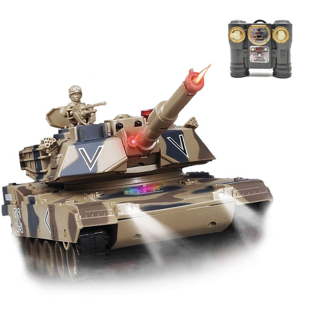 RC Tank with Smoke Effect Remote Control Battle Mist Spray Tank Toy with Life Indicators for Kids