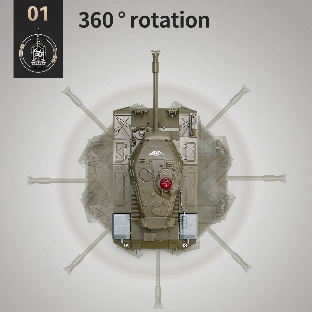 Remote Control Tank RC Vehicle Full-Function Stunt Car with Movable Turret for Kids