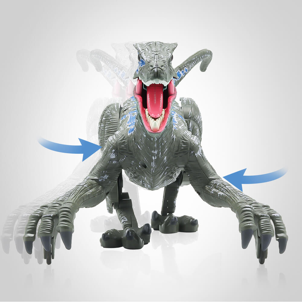 Kids RC Dinosaur Toys Roaring Velociraptor with Lights and Sound Electronic Dinosaur Robot