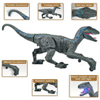 Kids RC Dinosaur Toys Roaring Velociraptor with Lights and Sound Electronic Dinosaur Robot