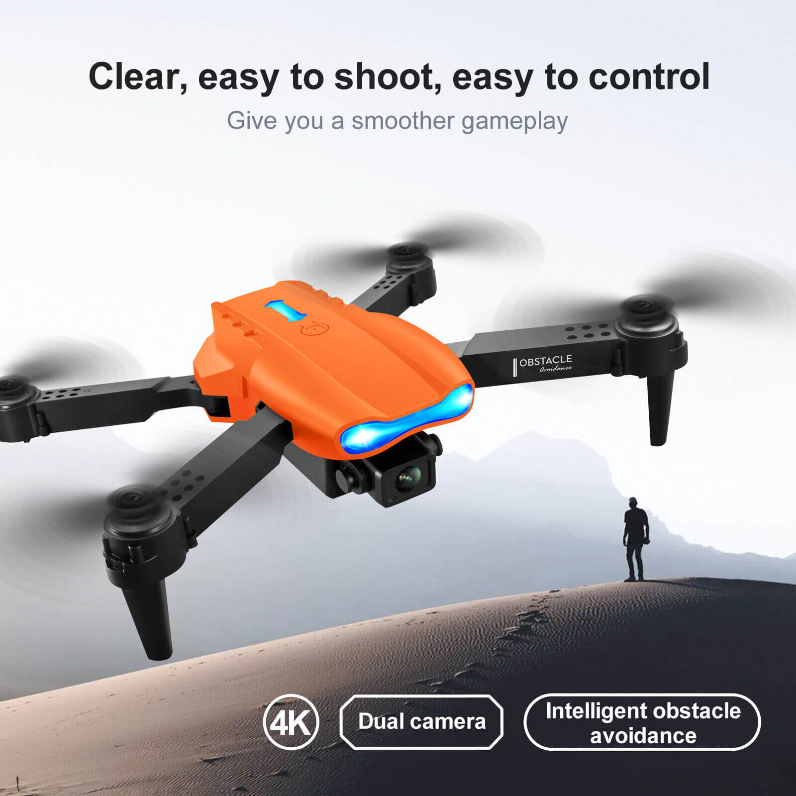 RC Drone with Camera 4K Dual Camera Mobile Control Quadcopter with Obstacle Avoidance