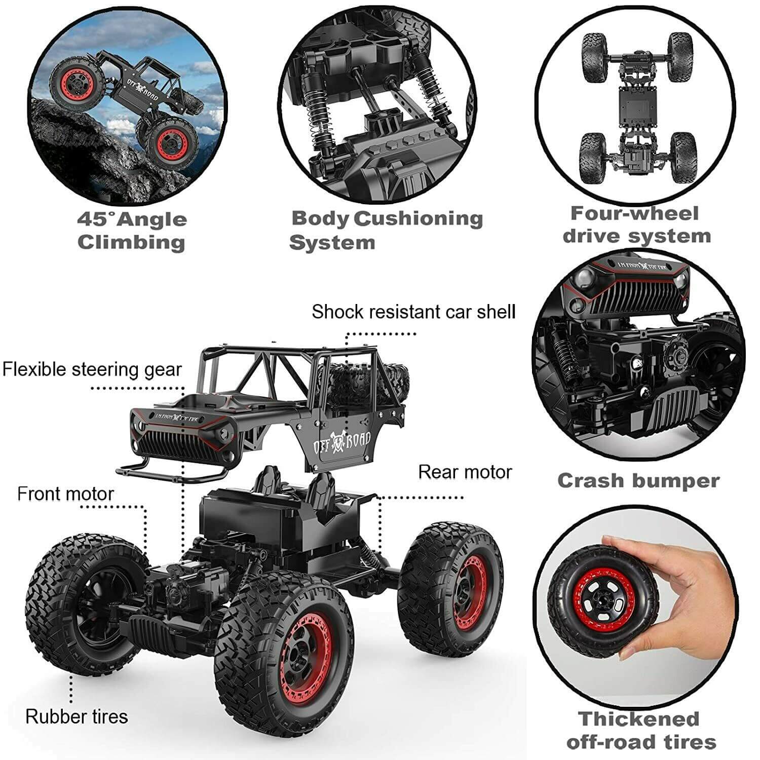RC Car 2.4G Off-Road Remote Control Truck Alloy Shell High Speed Monster Toys