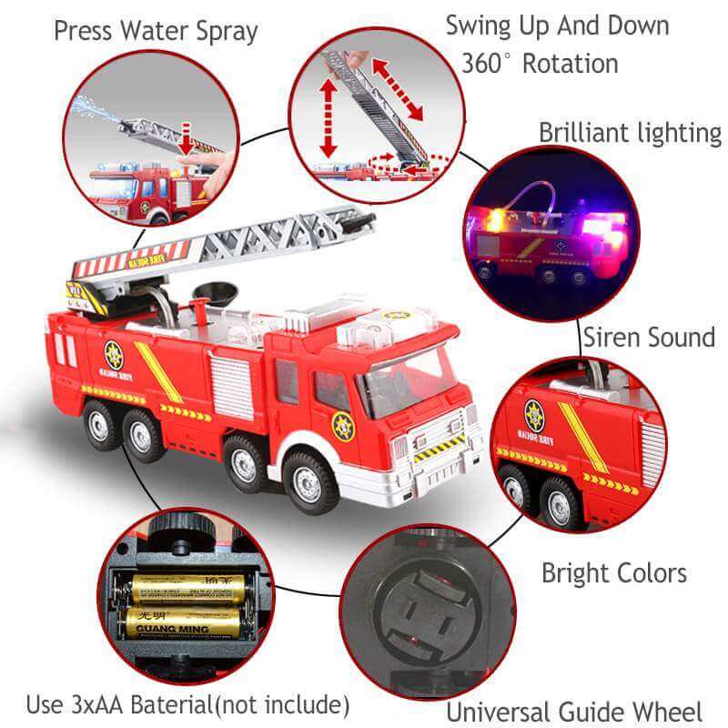 Spraying Car Fire Rescue Truck Engineering Car High Simulation Firefighter Toy For Kids
