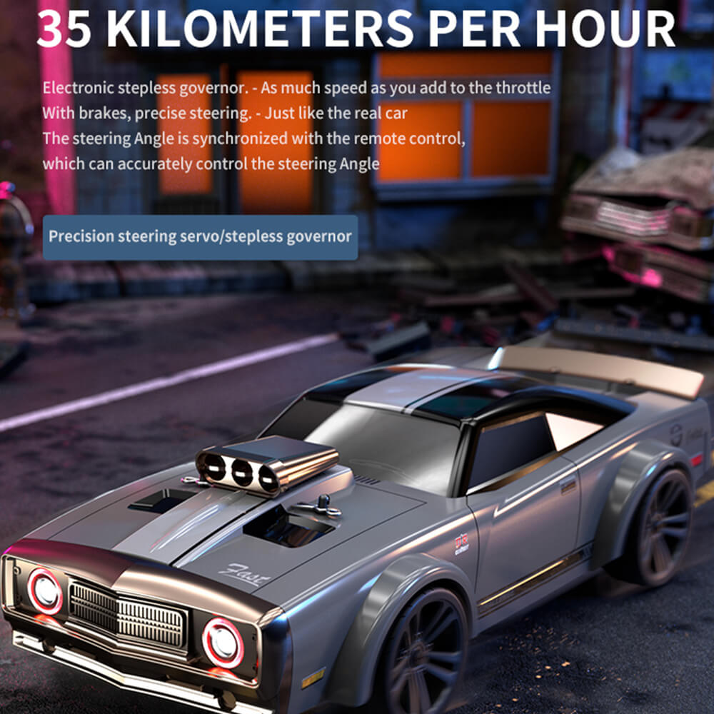 1/16 RC Drift Cars 35KM/H Fast RC Car 4WD Retro RC Racing Trucks Muscle Drag Car with Fantastic Headlights