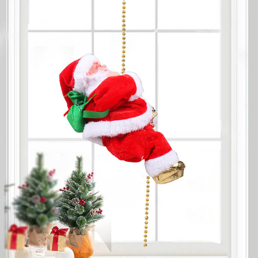 Christmas Decorations Funny Santa Claus Climbing The Rope with Music Up and Down