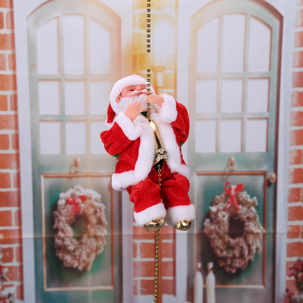 Christmas Decorations Funny Santa Claus Climbing The Rope with Music Up and Down