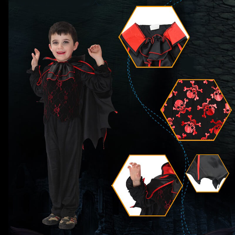 Kids Vampire Scary Halloween Costume Full Set for Boys Girls Cosplay