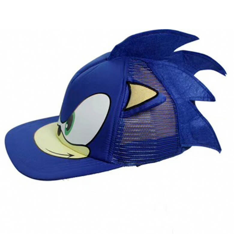 Blue Hedgehog Hat Adjustable Snapback Cap with 3D Face and Ears for Kids Teens Adults