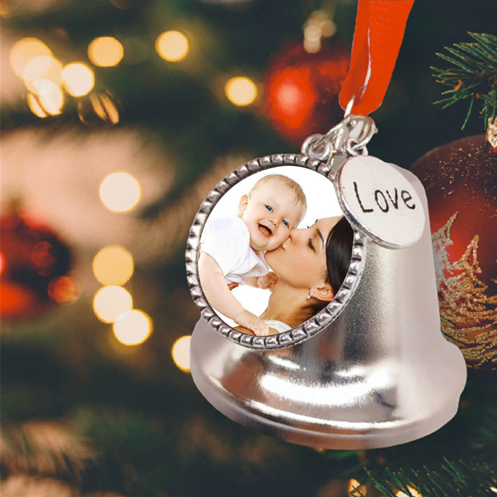 Sublimation Christmas Ornament Blanks Personalized Hanging Sublimation Blanks Metal Bell with Red Rope