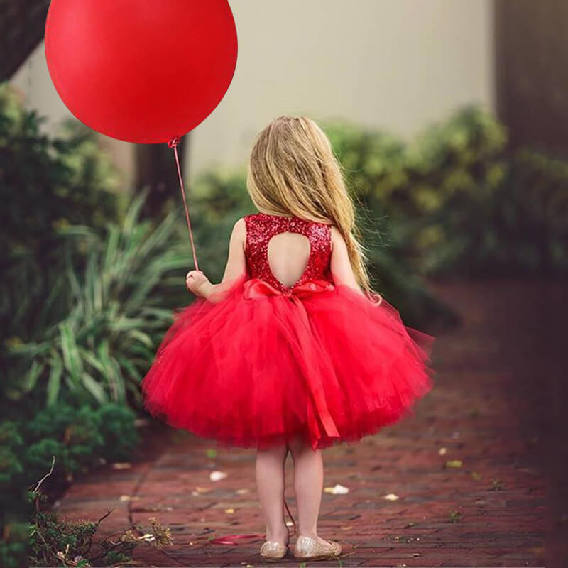 SunBaby Toddler/ Baby Girls Bling Bling Sequin Tulle Flower Girl Dress Wedding Prom Birthday Party Dress