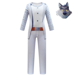 Kids Mr. Wolf Costume The Bad Guys Jumpsuit Mask 2pcs Suit for Halloween Carnival Cosplay