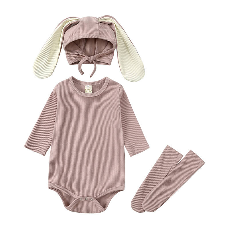 Toddler Bunny Outfit Rabbit Ears Hat Baby Romper and Stocking Set for Easter