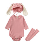 Toddler Bunny Outfit Rabbit Ears Hat Baby Romper and Stocking Set for Easter