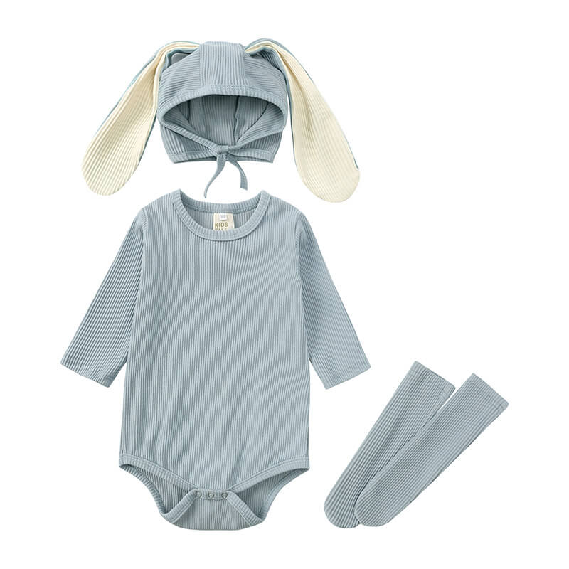 Toddler Bunny Outfit Rabbit Ears Hat Baby Romper and Stocking Set for Easter