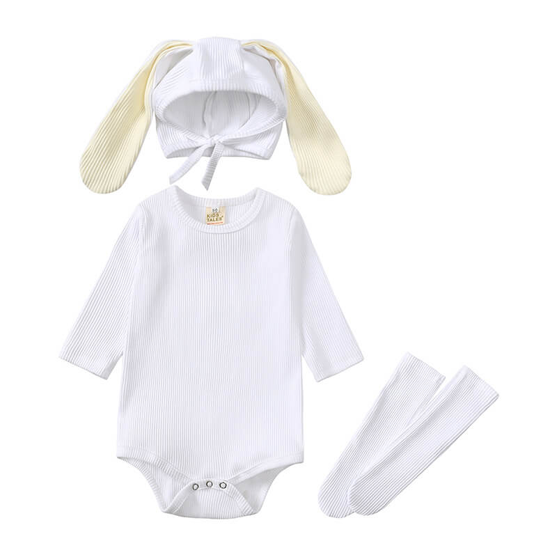 Toddler Bunny Outfit Rabbit Ears Hat Baby Romper and Stocking Set for Easter