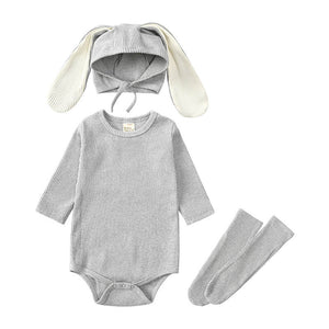 Toddler Bunny Outfit Rabbit Ears Hat Baby Romper and Stocking Set for Easter