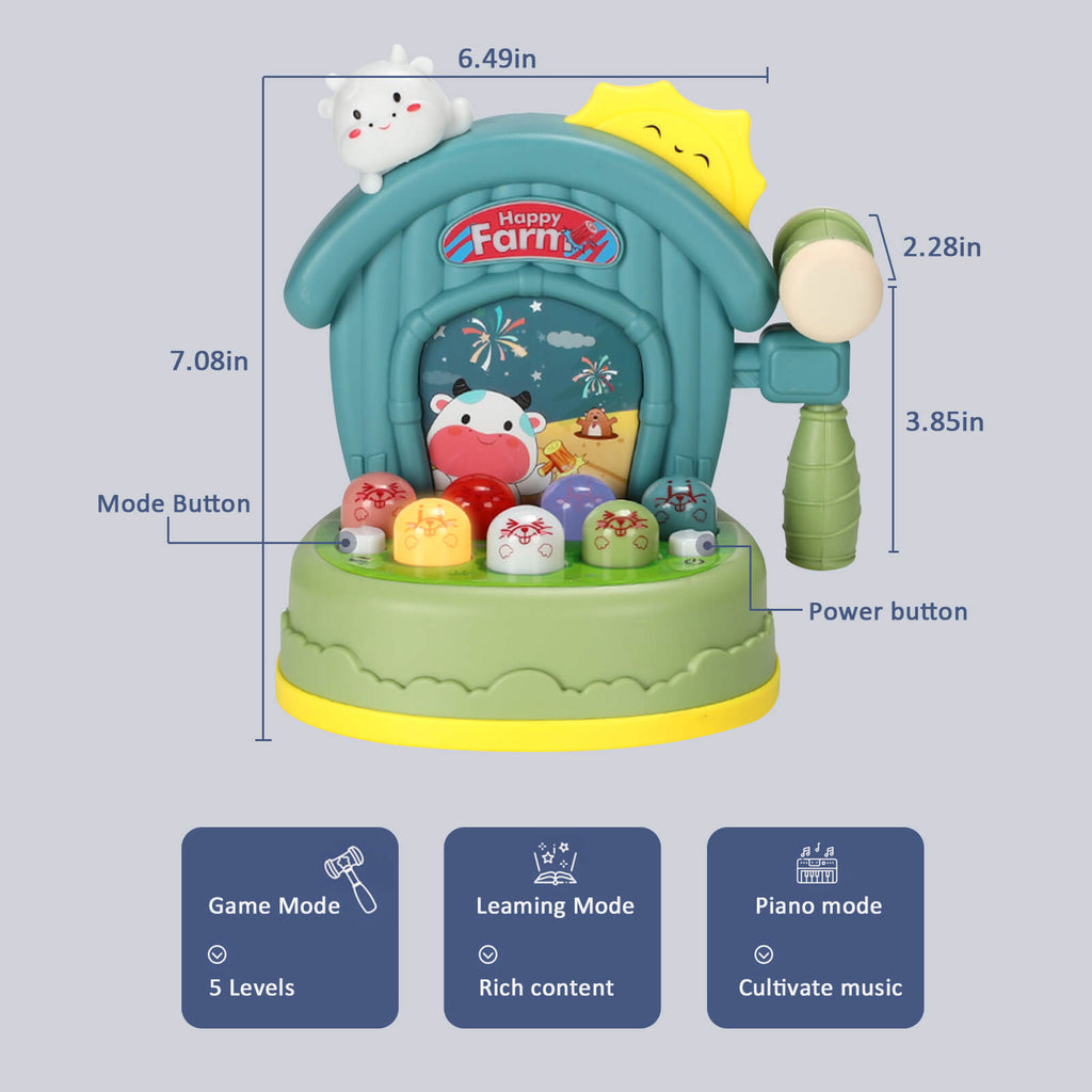 Toddlers Kids Whack A Mole Game Toy With Light Music Sound for Boys Girls STEM Education